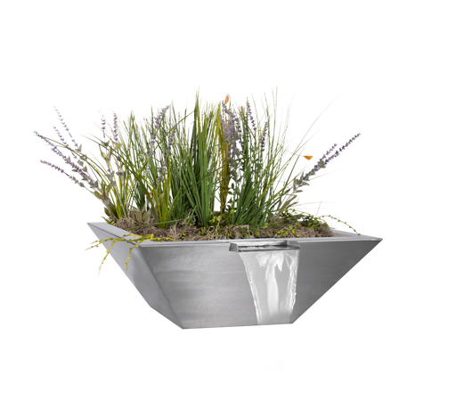 The Outdoor Plus Maya Stainless Steel Square Planter & Water Bowl