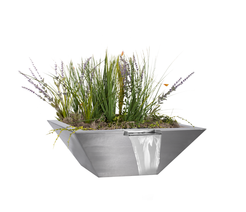 The Outdoor Plus Maya Stainless Steel Square Planter & Water Bowl
