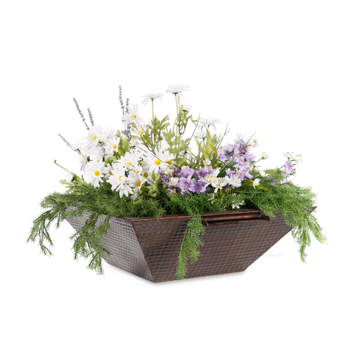 The Outdoor Plus Maya Hammered Copper Square Planter & Water Bowl