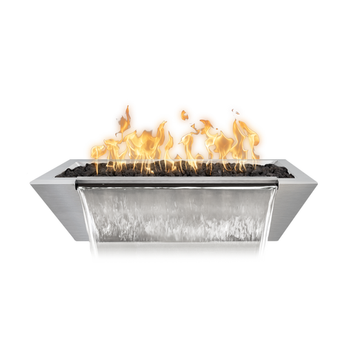 The Outdoor Plus Linear Maya Stainless Steel Rectangular Gas Fire & Water Bowl