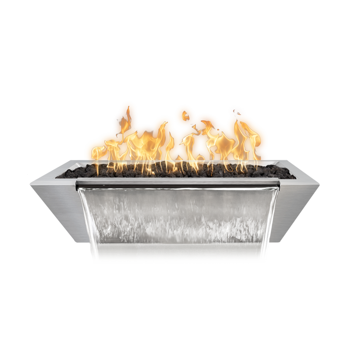 The Outdoor Plus Linear Maya Stainless Steel Rectangular Gas Fire & Water Bowl
