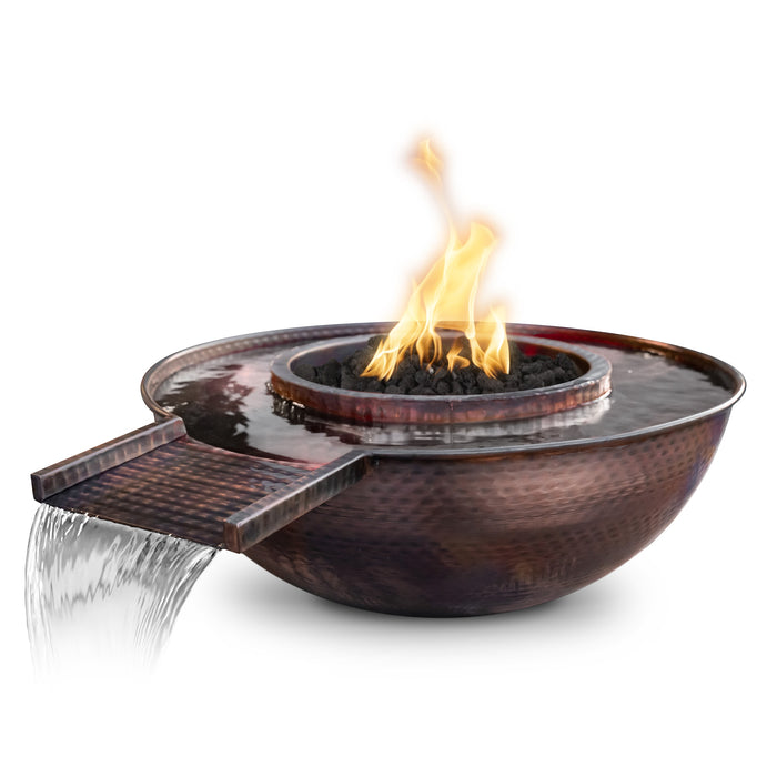 The Outdoor Plus Sedona Gravity Spill 27-inch Hammered Copper Round Gas Fire & Water Bowl