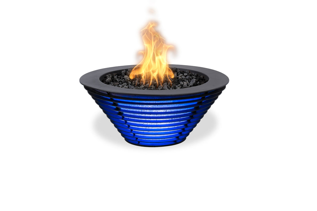 The Outdoor Plus Lighthouse Series The Mayport Powder Coat Square Gas Fire Bowl with LED – Liquid Propane