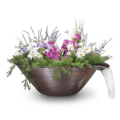 The Outdoor Plus Remi 31-inch Hammered Copper Round Planter & Water Bowl