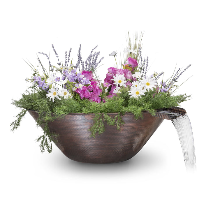 The Outdoor Plus Remi 31-inch Hammered Copper Round Planter & Water Bowl