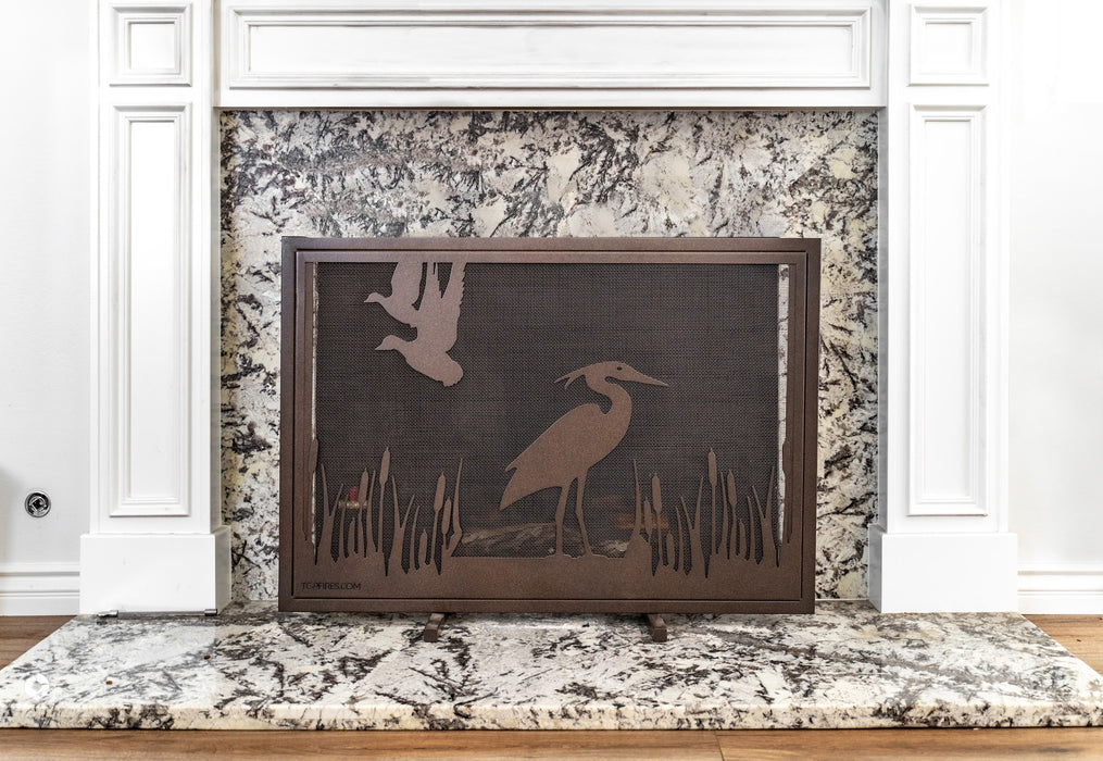 The Outdoor Plus 40-inch x 30-inch Decorative Fireplace Screen - Wetlands