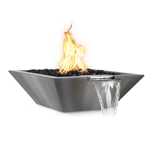The Outdoor Plus Maya Stainless Steel Square Gas Fire & Water Bowl