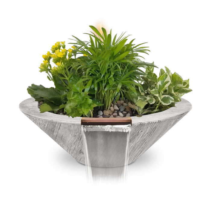 The Outdoor Plus Cazo Wood Grain Round Planter & Water Bowl