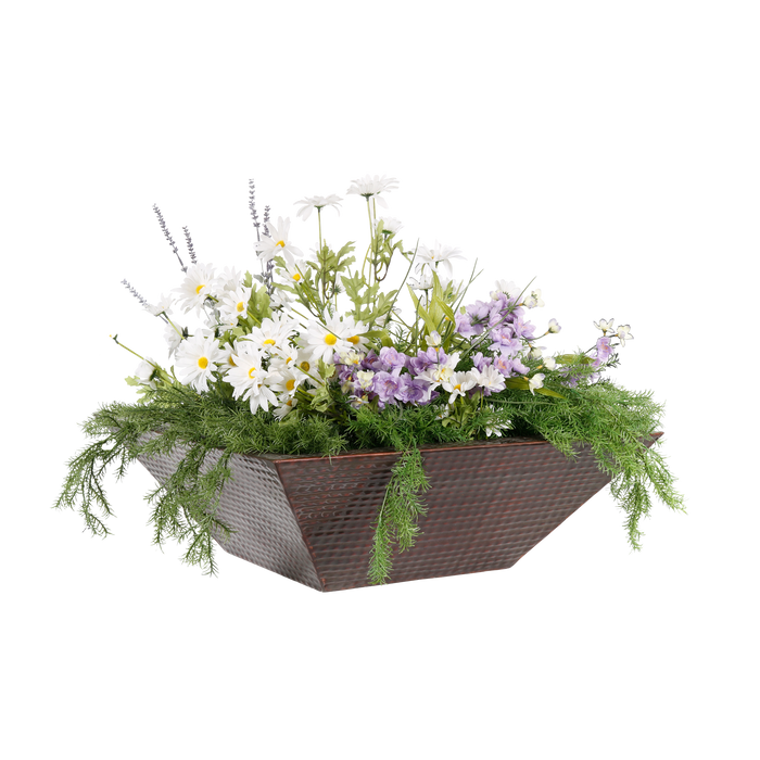 The Outdoor Plus Maya Hammered Copper Square Planter Bowl