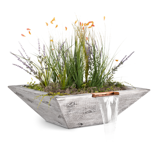 The Outdoor Plus Maya Wood Grain Square Planter & Water Bowl