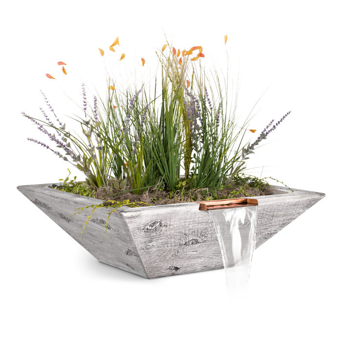 The Outdoor Plus Maya Wood Grain Square Planter & Water Bowl