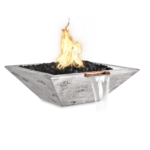 The Outdoor Plus Maya Wood Grain Square Gas Fire & Water Bowl – Liquid Propane