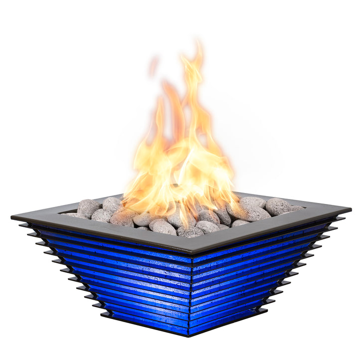 The Outdoor Plus Lighthouse Series The Royal Powder Coat Square Gas Fire Bowl with LED – Liquid Propane