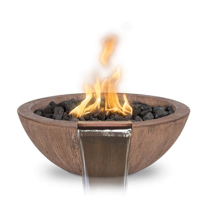 The Outdoor Plus Sedona 27-inch Wood Grain Round Gas Fire & Water Bowl – Liquid Propane