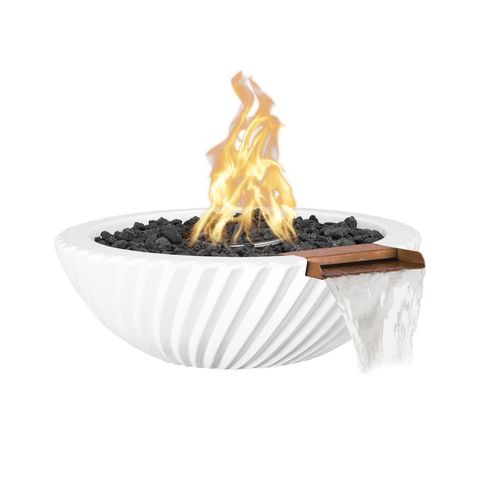 The Outdoor Plus Sedona 2.0 28-inch GFRC Concrete Round Gas Fire & Water Bowl – Liquid Propane