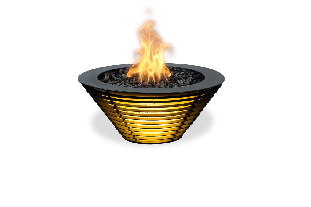 The Outdoor Plus Lighthouse Series The Mayport Powder Coat Square Gas Fire Bowl with LED – Liquid Propane
