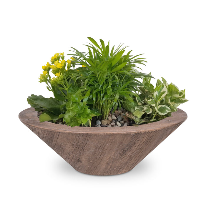 The Outdoor Plus Cazo Wood Grain Round Planter Bowl