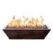 The Outdoor Plus Linear Maya Hammered Copper Rectangular Gas Fire Bowl