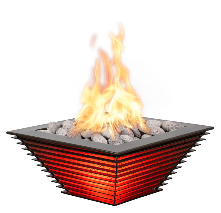 The Outdoor Plus Lighthouse Series The Royal Powder Coat Square Gas Fire Bowl with LED – Liquid Propane
