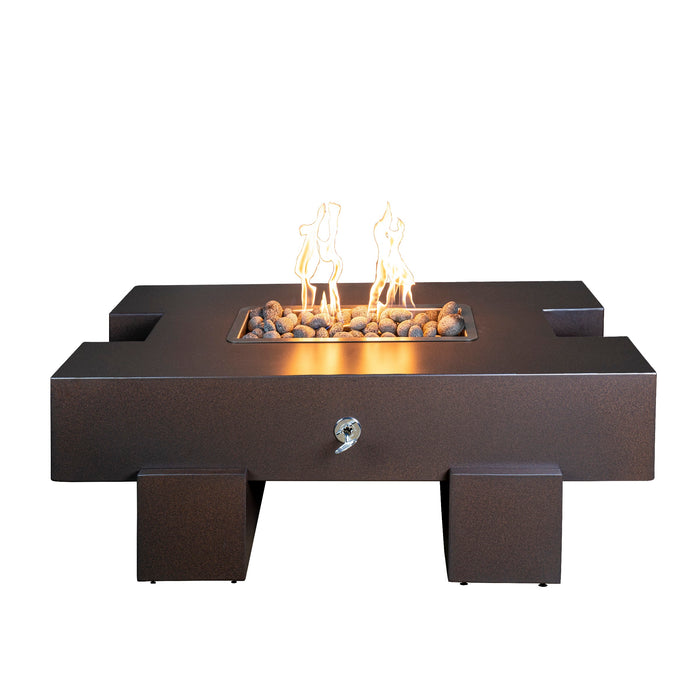 The Outdoor Plus Palo Powder Coat Rectangular Gas Fire Pit