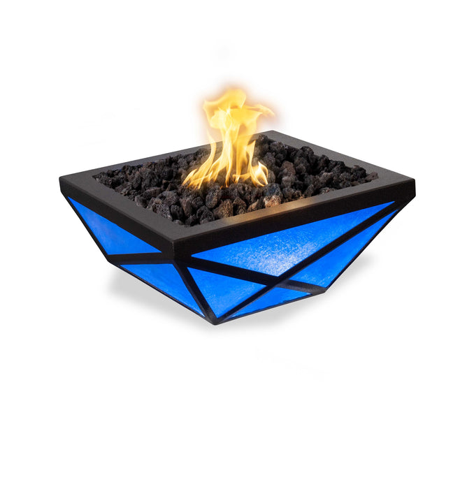 The Outdoor Plus Gladiator Powder Coat Square Gas Fire Bowl with LED – Liquid Propane