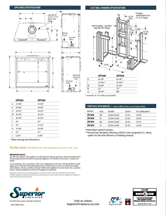 Superior DRT4245 Direct Vent Gas Fireplace Superior