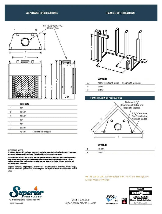 Superior WRT8048 Wood Burning Fireplace
