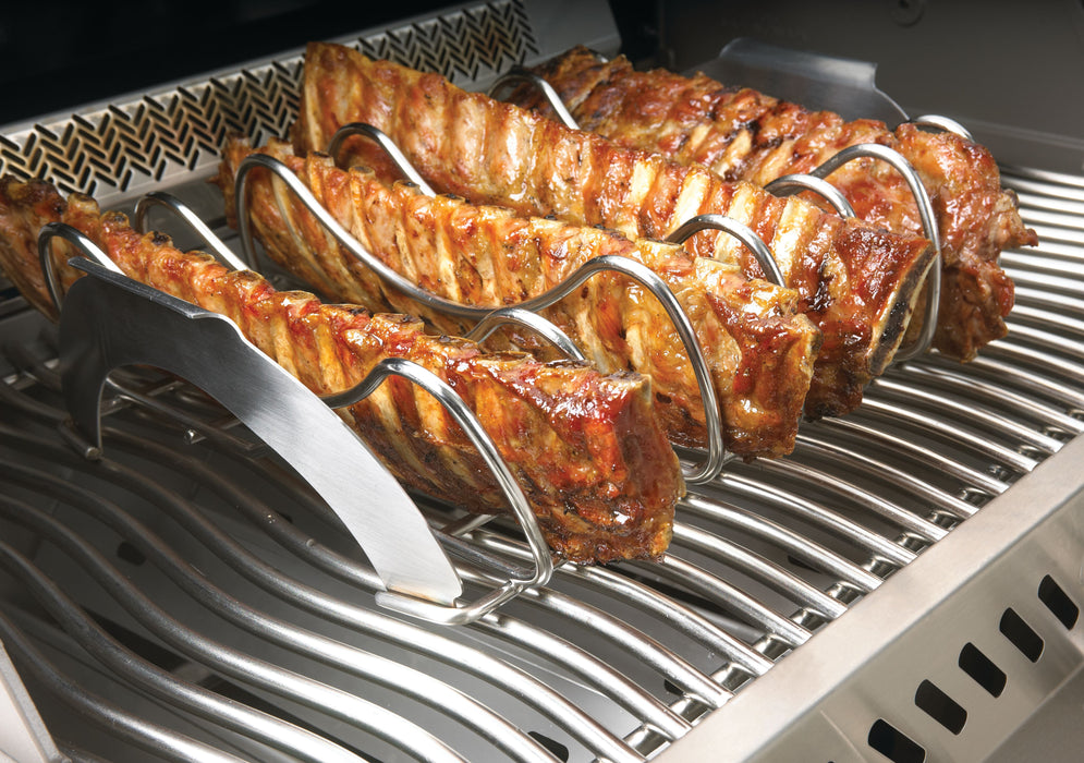 70009 PRO Stainless Steel Rib/Roast Rack – in use, with ribs