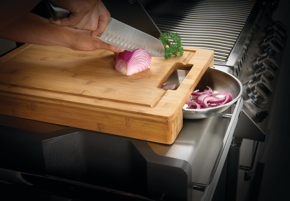 70012 PRO Cutting Board with Stainless Steel Bowls – in use