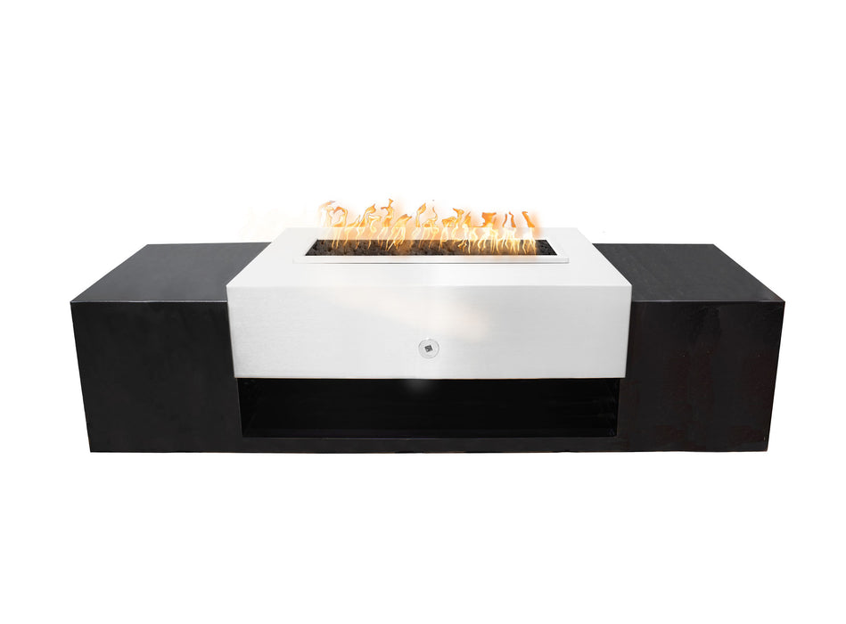The Outdoor Plus OPT-HBRPC72 Harbor 72" Black & White Powder Coat Rectangular Gas Fire Pit
