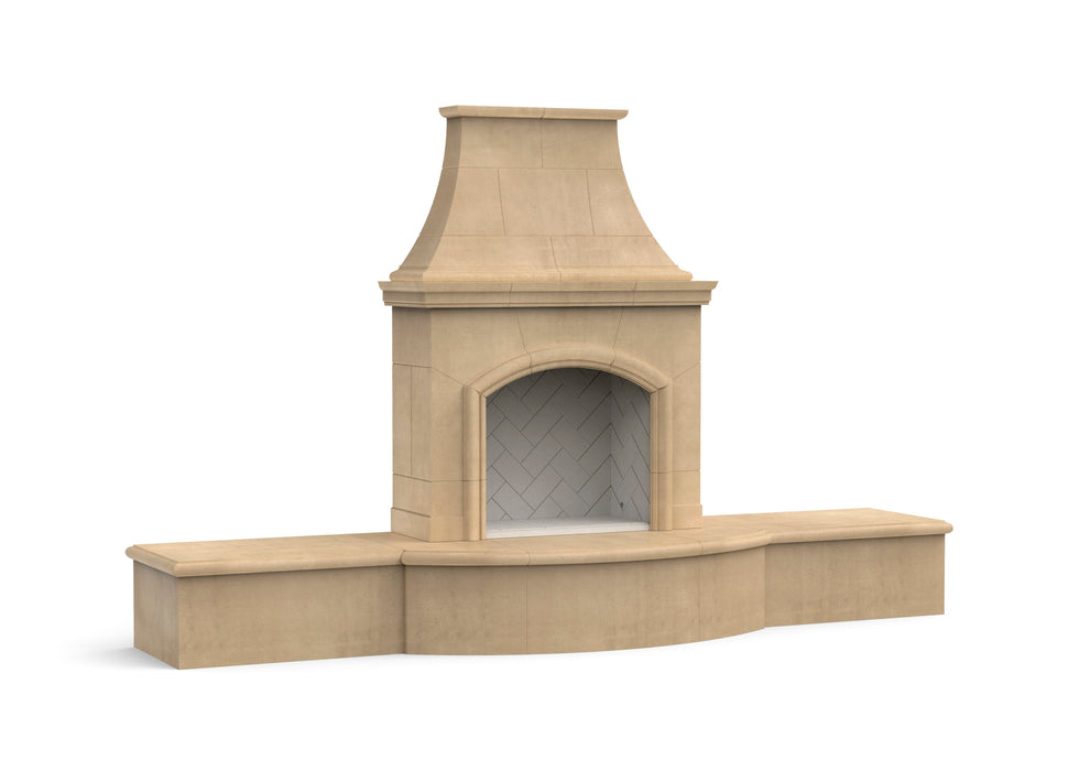 American Fyre Designs Phoenix Outdoor Gas Fireplace with extended hearth