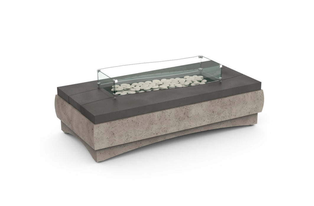 American Fyre Designs 8209-WG glass wind guard on the River Rectangle Firetable