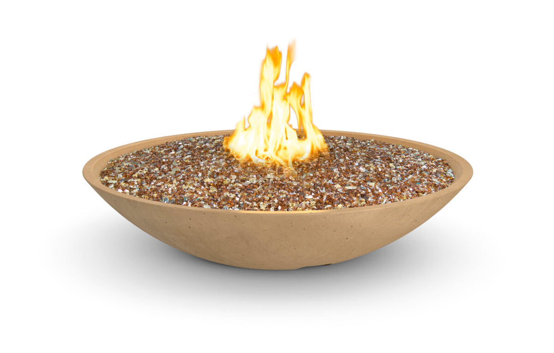 American Fyre Designs 48 in. Marseille Fire Bowl in Cafe Blanco (shown without the water spout)