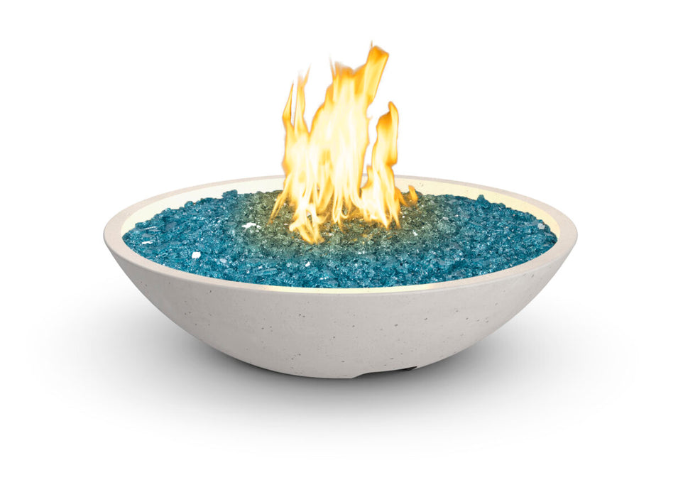 American Fyre Designs 32 in. Marseille Fire Bowl in White Aspen (shown without the water spout)
