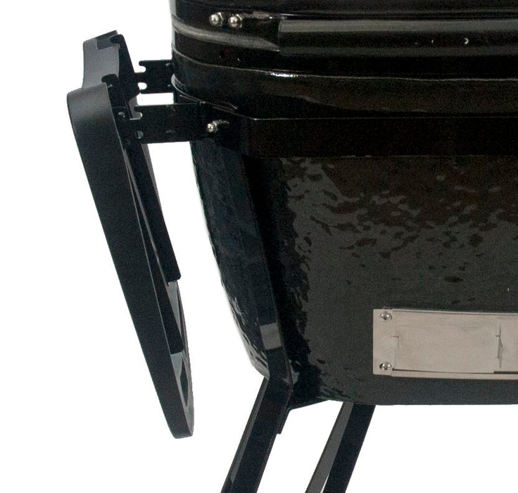 Primo Oval X-Large hinge and side shelf bracket, close-up