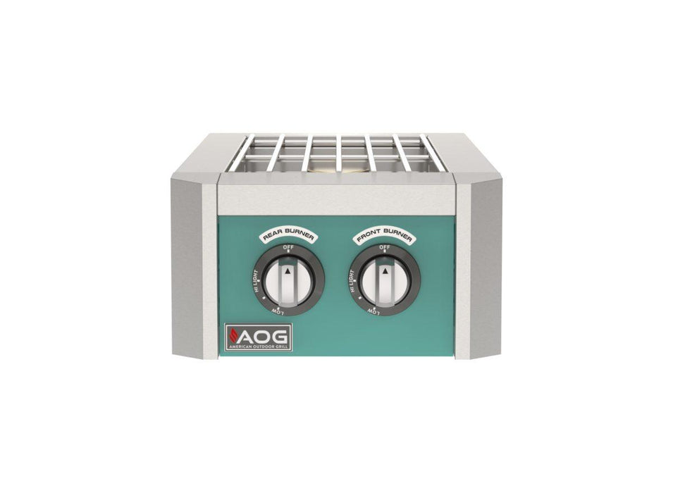 AOG double side burner with Harbor Teal accent color panel