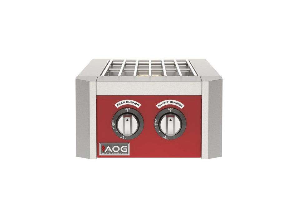 AOG double side burner with Patriot Red accent color panel