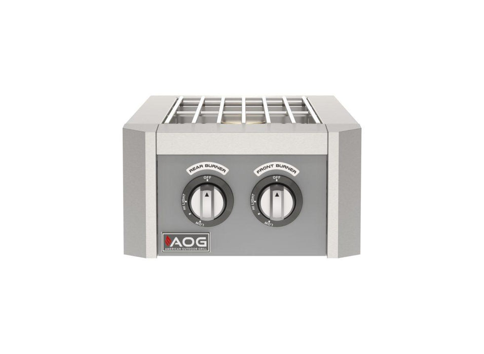 AOG double side burner with Smokehouse Gray accent color panel