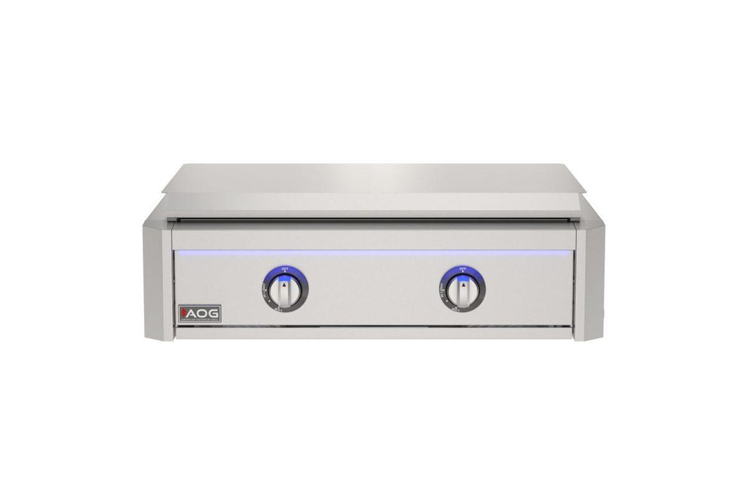 AOG L-Series built-in griddle front view with lid