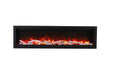 Symmetry Bespoke with optional Birch log set and orange flame (60" model shown)