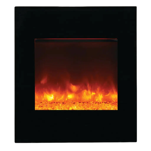 Amantii 24" Zero Clearance Electric Fireplace with Black Glass Surround and Log Set Amantii