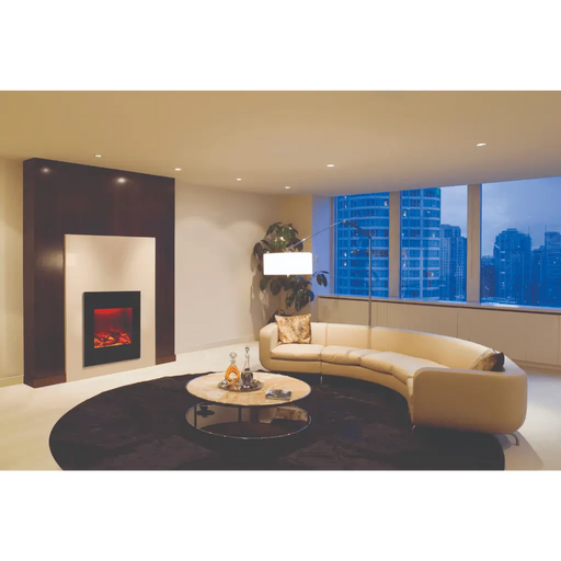 Amantii 24" Zero Clearance Electric Fireplace with Black Glass Surround and Log Set Amantii