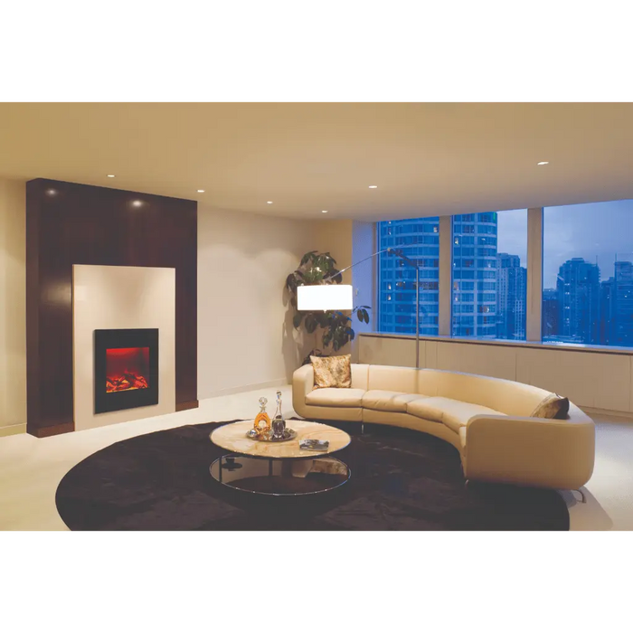 Amantii 24" Zero Clearance Electric Fireplace with Black Glass Surround and Log Set Amantii