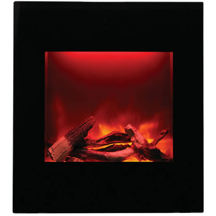 Amantii 24" Zero Clearance Electric Fireplace with Black Glass Surround and Log Set Amantii