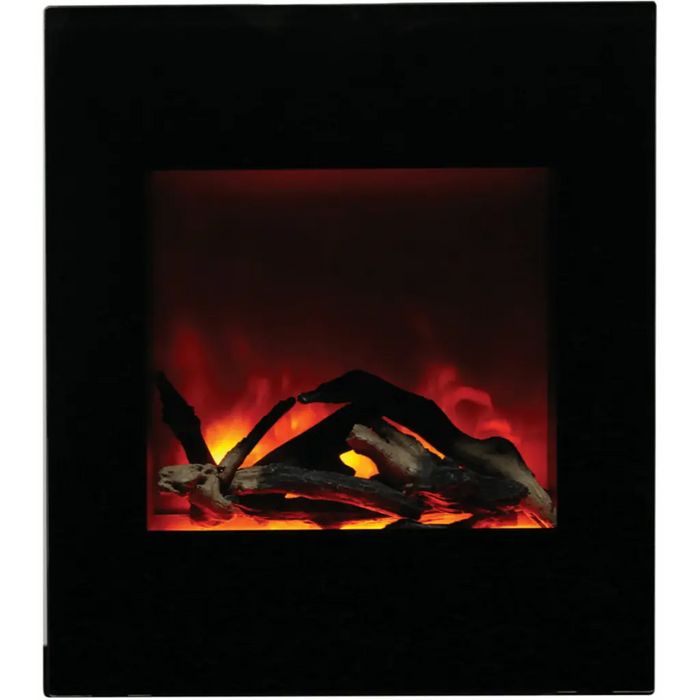 Amantii 24" Zero Clearance Electric Fireplace with Black Glass Surround and Log Set Amantii
