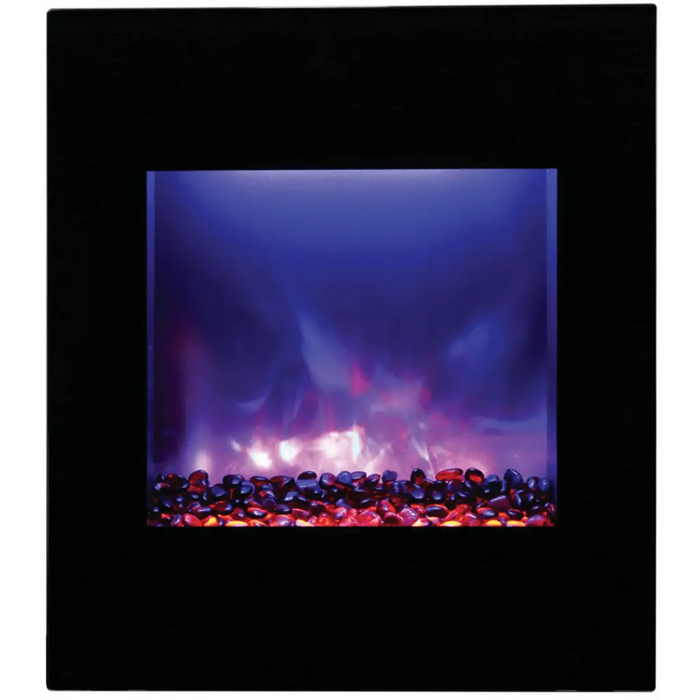 Amantii 24" Zero Clearance Electric Fireplace with Black Glass Surround and Log Set Amantii