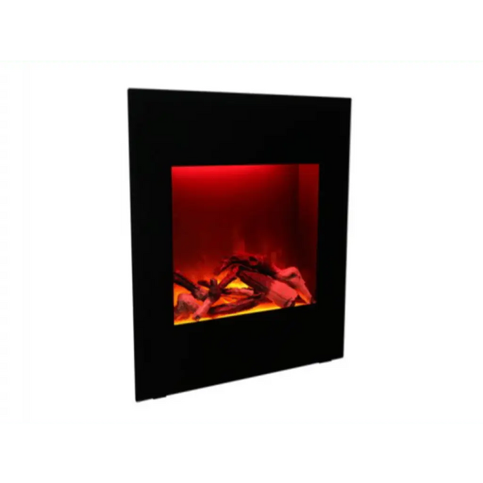 Amantii 24" Zero Clearance Electric Fireplace with Black Glass Surround and Log Set Amantii