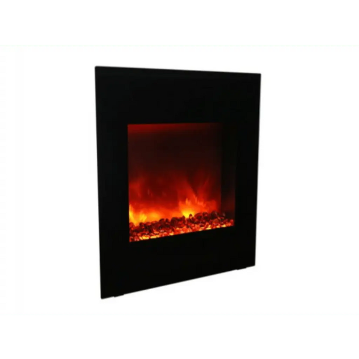 Amantii 24" Zero Clearance Electric Fireplace with Black Glass Surround and Log Set Amantii