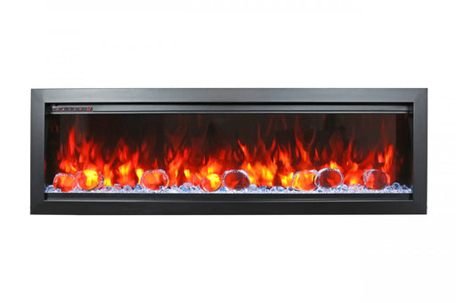 Amantii 34" Symmetry Bespoke Built-in Electric Fireplace, front view with glass media (shown in larger size)