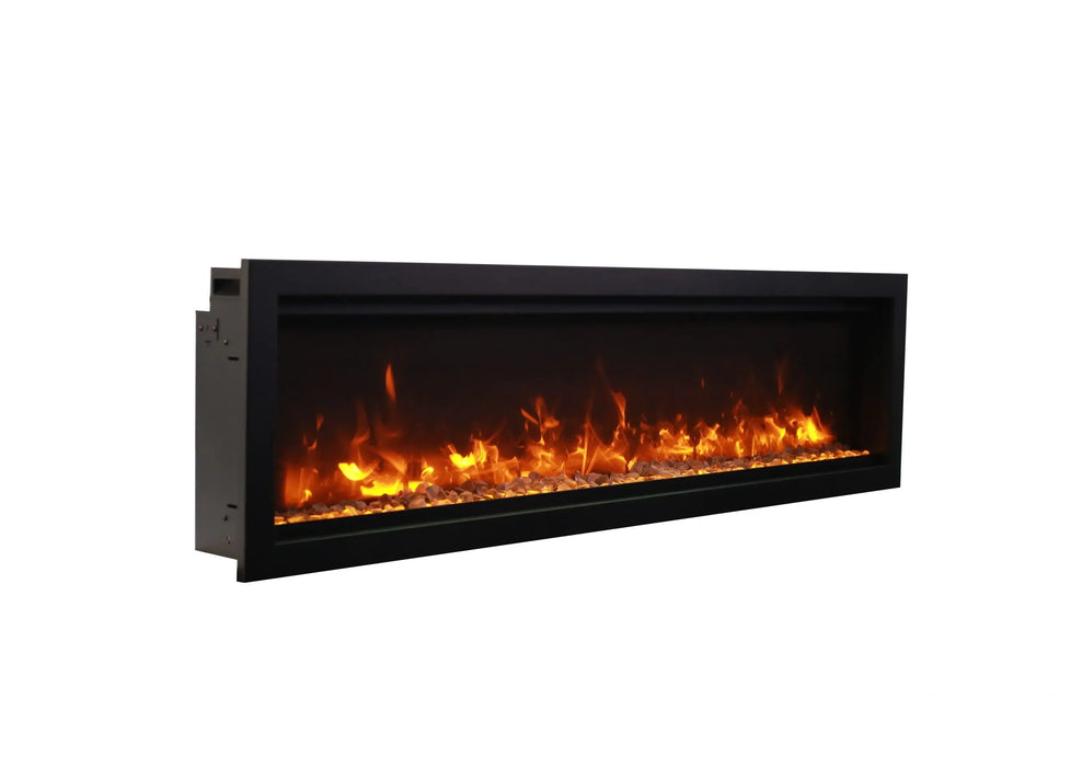 Symmetry Bespoke side view with glass media and yellow flame (60" model shown)